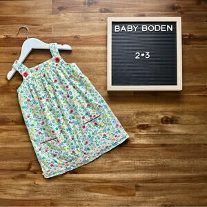 Baby Boden White Red Blue Fruit Floral Sleeveless Cotton Dress European 2/3